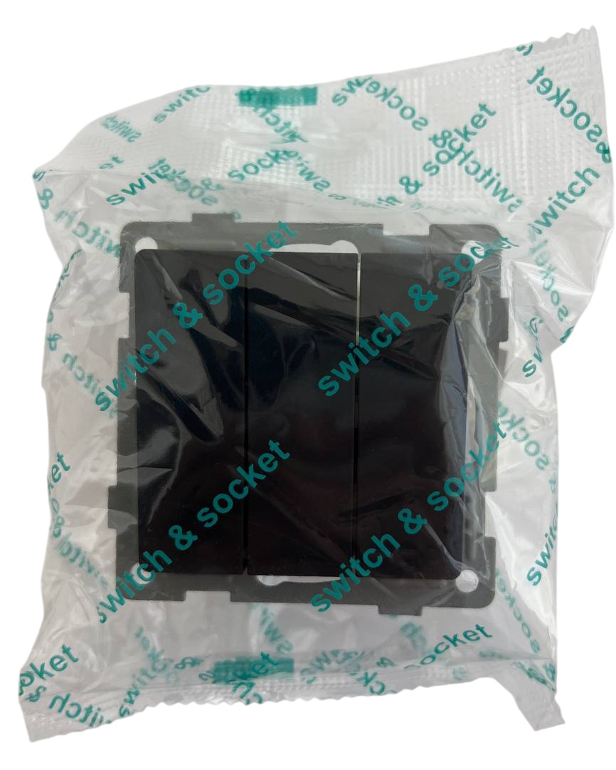 Выключатель 3-кл. чёрный U2B-003 SoftTouch "Uno" AWSproducts