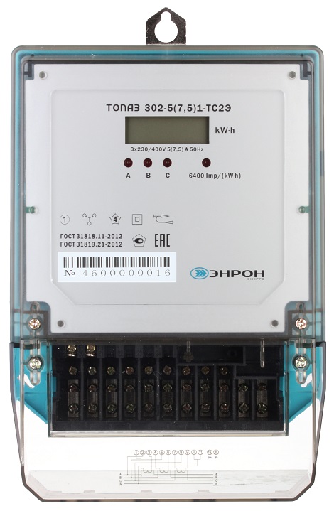 Счётчик электроэнергии ТОПАЗ 302-10(100)1-ШC2Э 3ф 220-380В