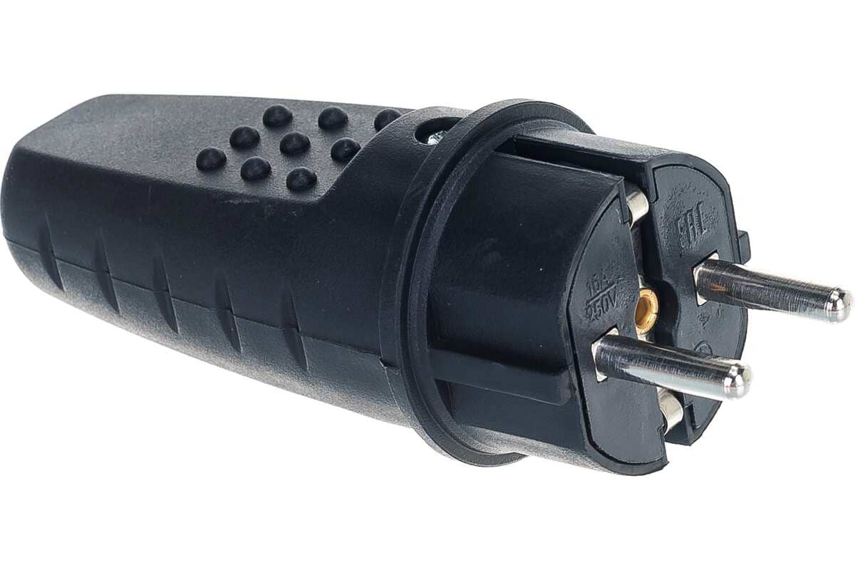 Вилка прямая однофазная ( каучук ) IP44 "UNIVERSAL" (602227)