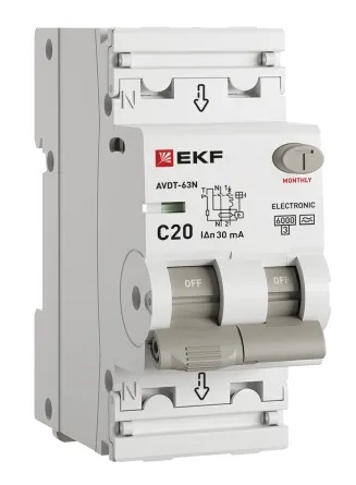 АВДТ-63N C20/1+N 30мА, тип А, 6кА PROXIMA EKF