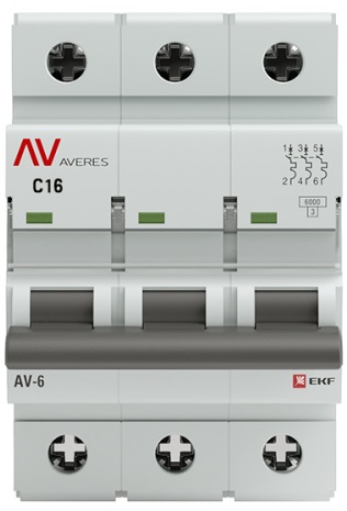 Автоматический выключатель AV-6 C16/3 6кА  AVERES EKF