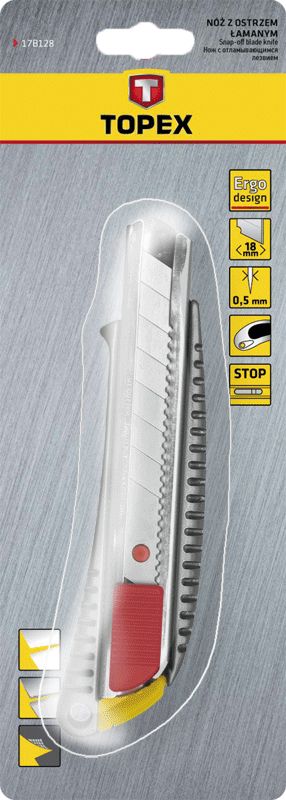 Нож технический (с отламываемым лезвием) 18 мм  TOPEX