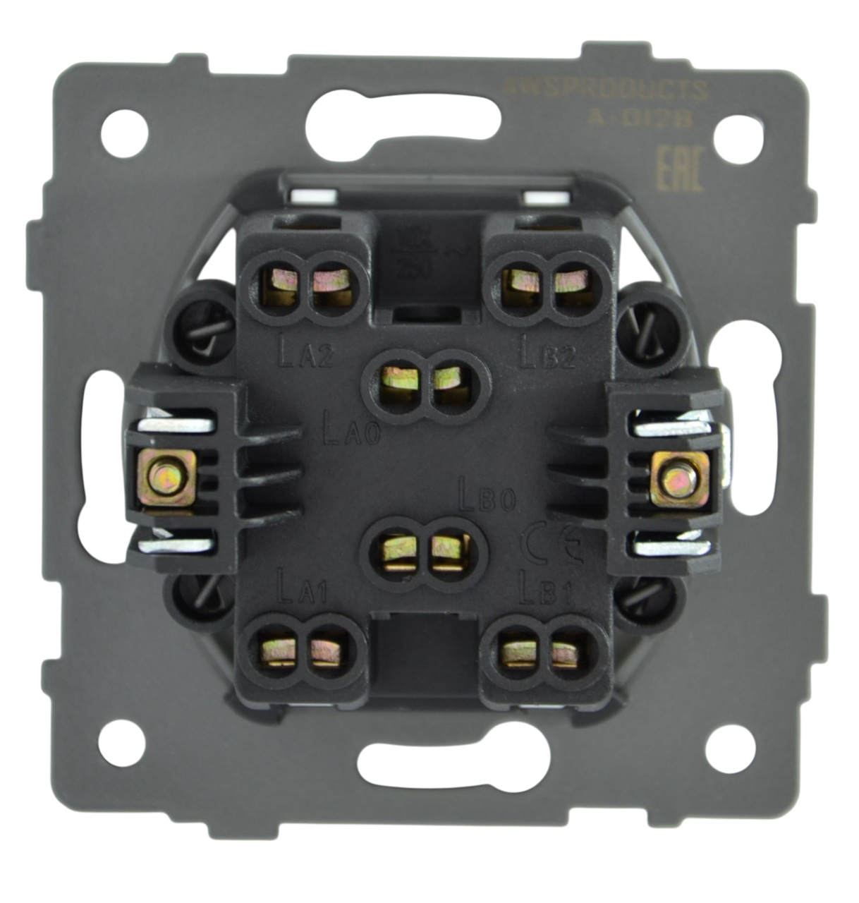 Выключатель проходной 2-кл. с подсветкой чёрный A-012B "Aura" AWSproducts