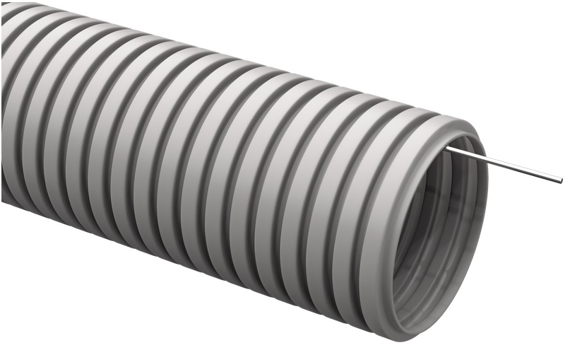 Труба гофр. ПВХ 20 мм СЕРАЯ с зондом IEK (25м)