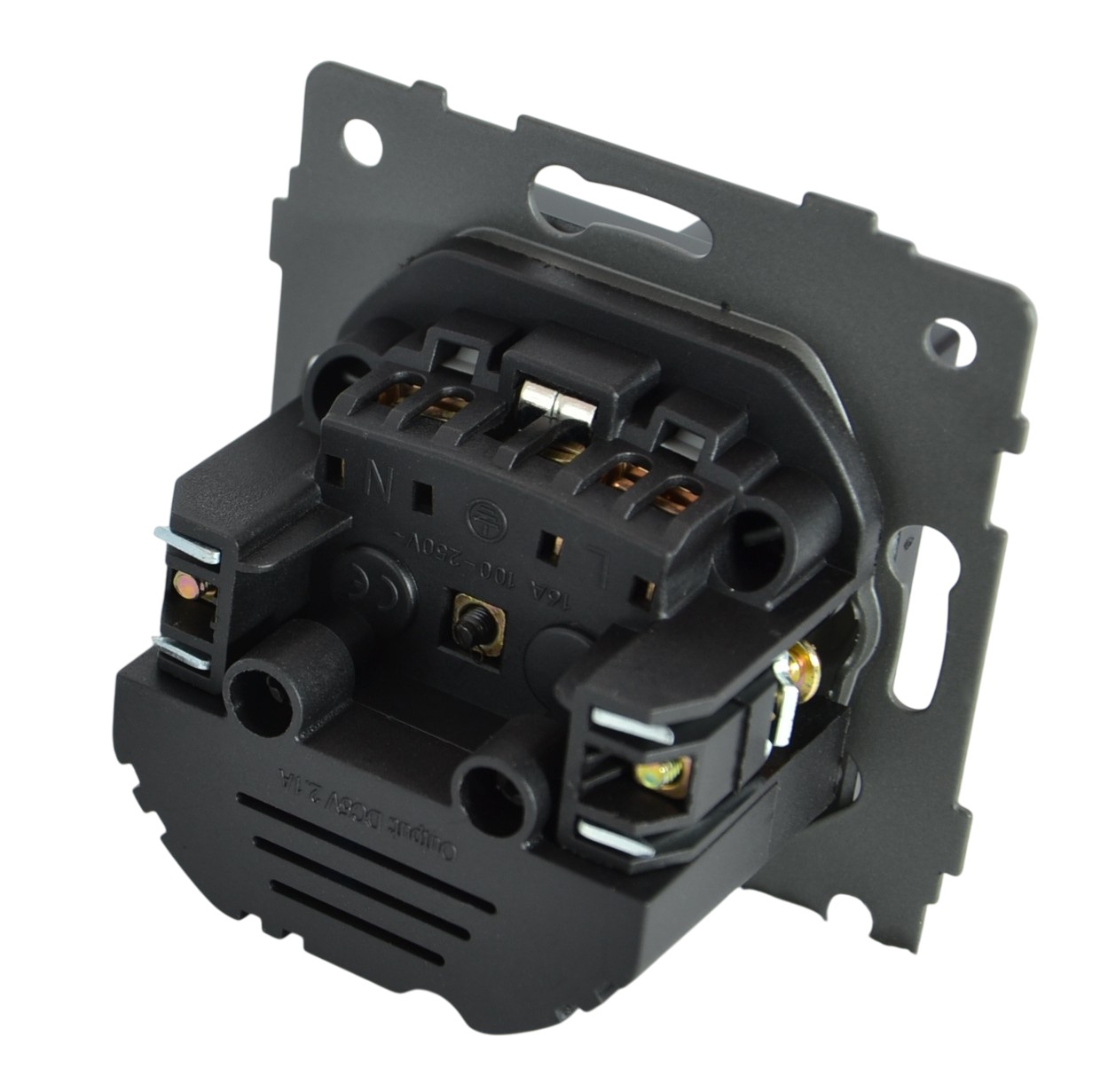 Розетка 1-я с/з с шторками с USB и TYPE C (5В, 2.1А) чёрная A-026B "Aura" AWSproducts