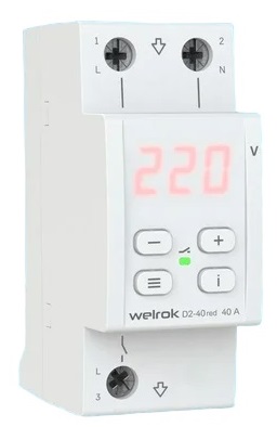 Реле напряжения Welrok D2-40 red 40А (max 50A) 8 800 ВА, 3х клеммные