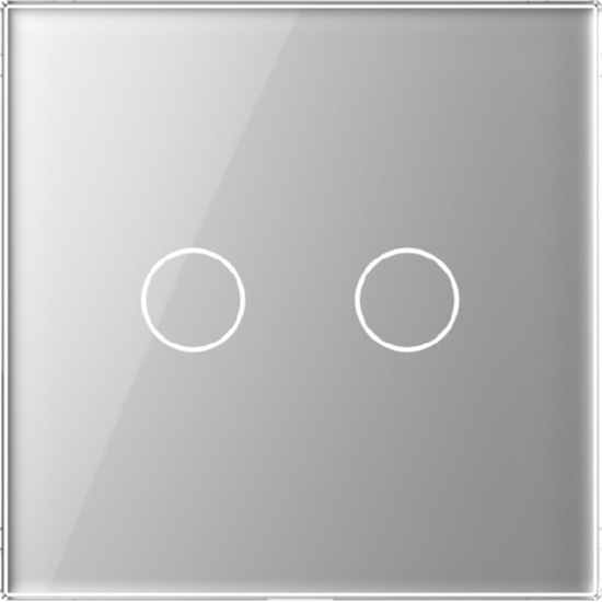 Панель 2кл сенсорного выключателя, цвет серый, стекло