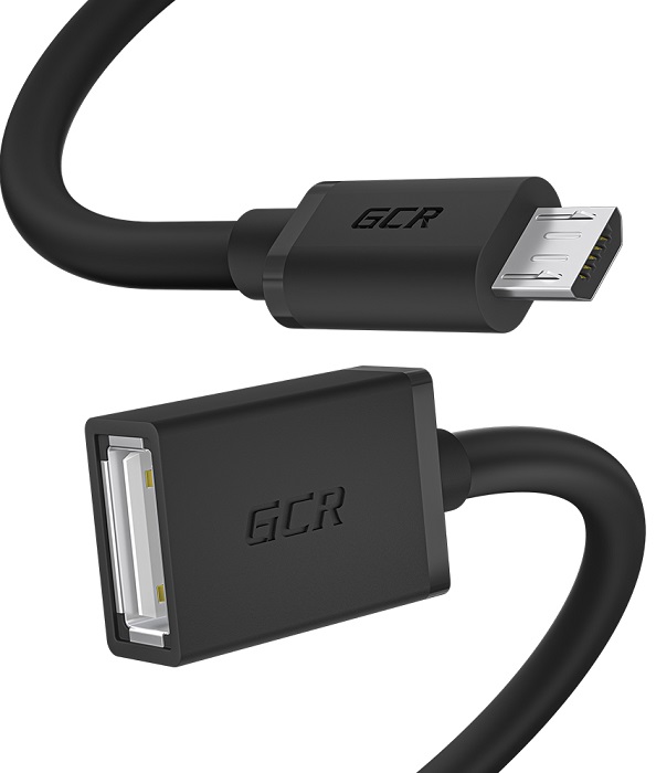 Адаптер переходник OTG 0.15м USB, microB 5pin/AF, черный, 28/28 AWG, экран, морозостойкий