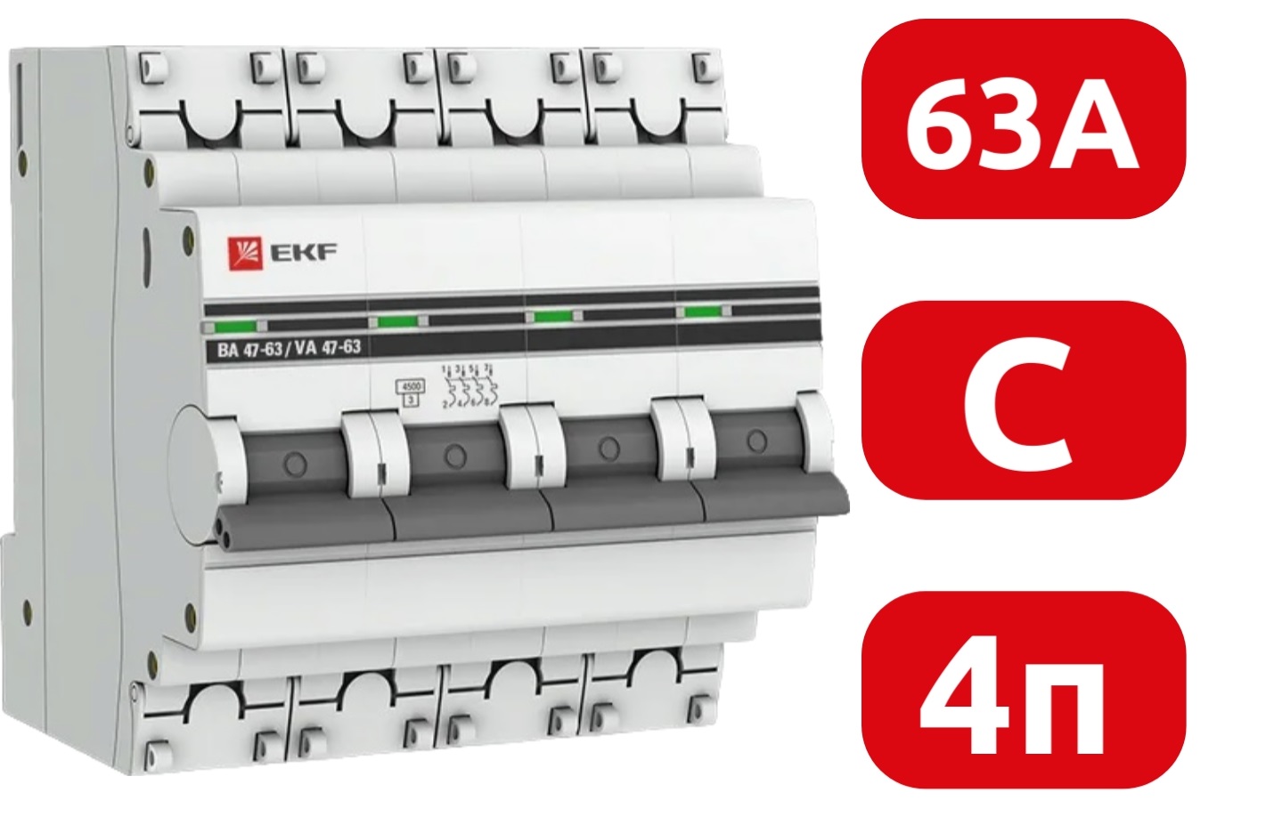 Автоматический выключатель ВА 47-63 C63/4 4.5кА Proxima EKF