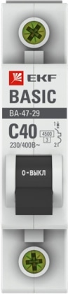 Автомат ВА 47-29 1P 40А (C) 4,5кА 230В Basic