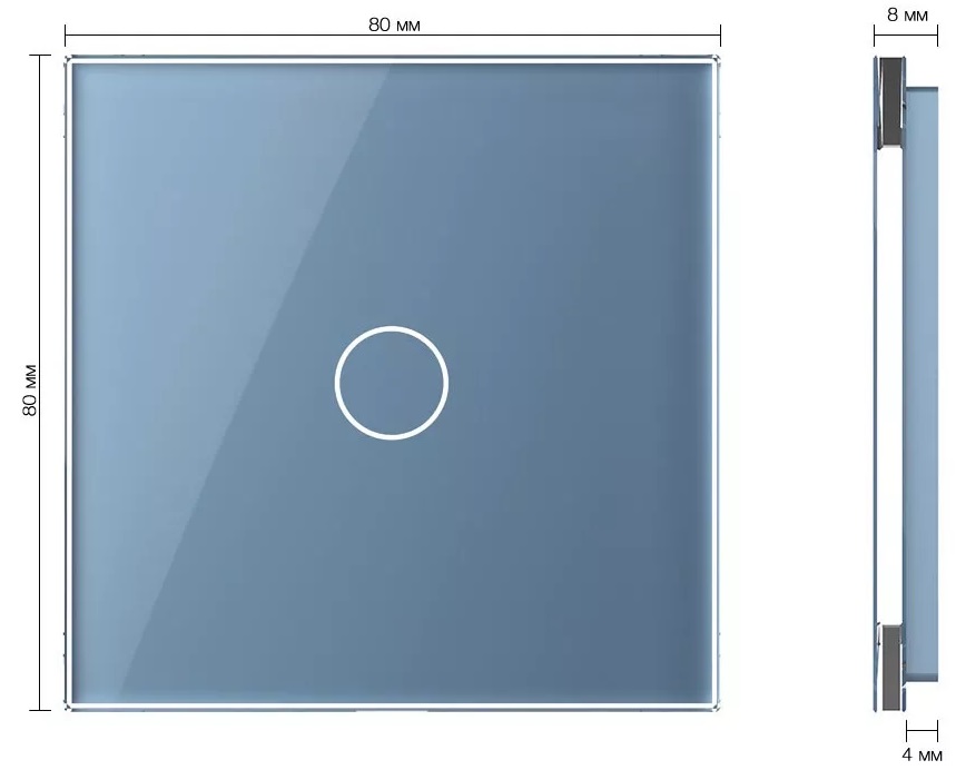 Панель 1кл сенсорного выключателя, цвет синий,стекло