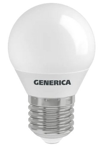 Лампа LED G45 шар  8Вт 230В 4000К E27 800Lm GENERICA