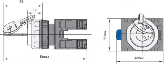 Переключатель с ключом NP8-20Y/31 3 пол. 2но, IP65 Chint