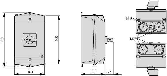 Переключатель щитовой T3-2-8211/I2 (32А, 1-0-2) 2-pol