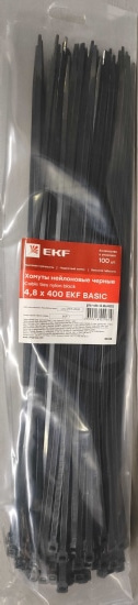 Хомут 4,8*400 черный нейлон UV (100 шт.) Basic (EKF), уп