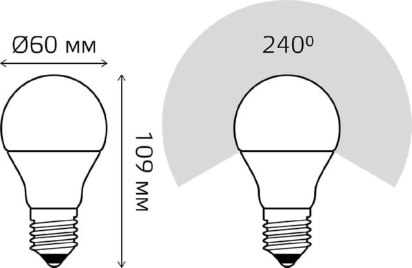 Лампа GAUSS LED A60 12W 220V E27 4100K 1200Lm