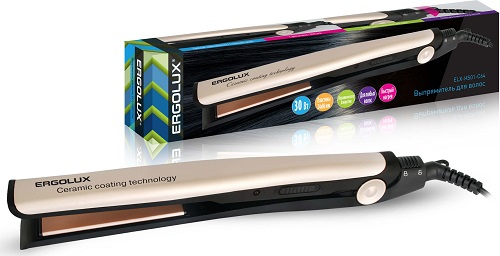 Выпрямитель для волос, черный/золото, 30 Вт ERGOLUX ELX-HS01-C64 (30Вт, 220-240В)
