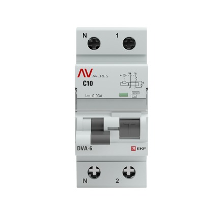 Дифференциальный автомат DVA-6 1P+N 10А (C) 30мА (AC) 6кА EKF AVERES