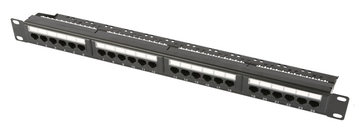 Патч-панель 19", 1U, 24 порта, Cat.6A (КлассEA), 500МГц,, RJ45/8P8C, Dual IDC, RIPO с задним кабельн