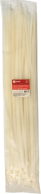 Хомут 8,2*750 белый нейлон (100 шт.) Basic (EKF), уп