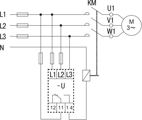 Реле контроля фаз ORF 03. 3ф 220-460 В AC (для трехфазных цепей). Контроль обрыва фаз, чередования ф