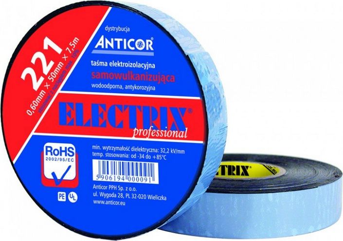 Изолента ELECTRIX 221 (0,60mm*19mm*7,5m) электроизоляционная, самовулканизационная