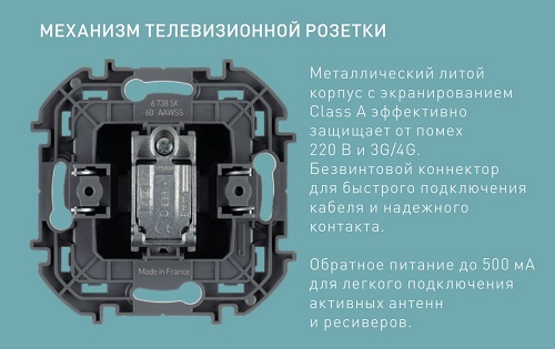 АНТРАЦ_Розетка TV "звезда" 1-я, INSPIRIA без рамки