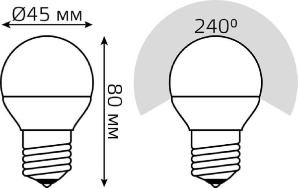 Лампа GAUSS LED DIMMER Шар 7W 220V E27 3000К 560Lm