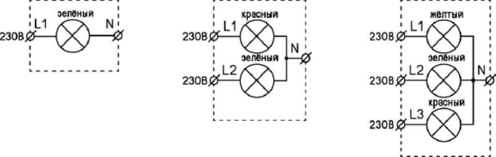 Лампа сигнальная тройная ЛСМ-3жзк ACDC230В УХЛ4