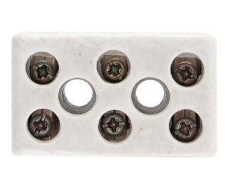 Клемма керамическая винтовая 10 мм2 3 пары контактов с крепежным отверстием (84 шт./уп.) REXANT, 07-