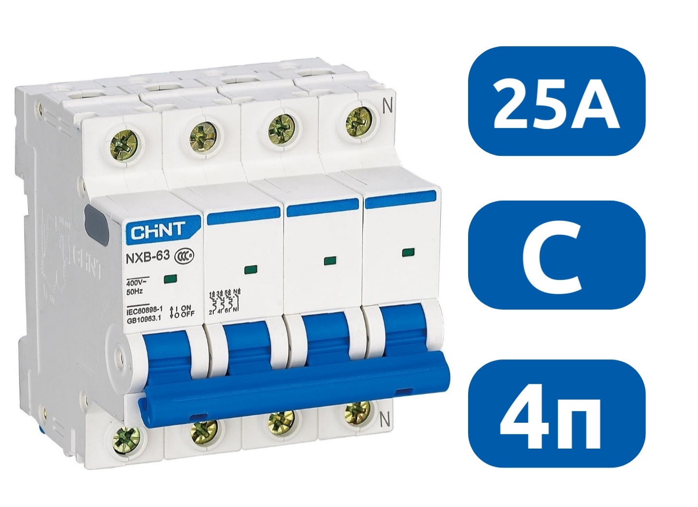 Автоматический выключатель NXB-63S C25/4 4.5кА CHINT