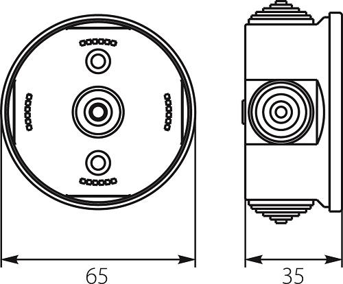 Коробка распред. PO-65B 65x35 белая IP44