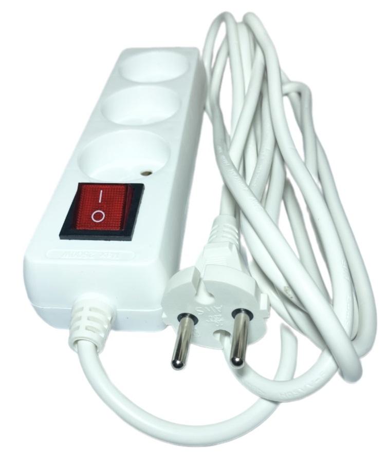 Удлинитель бытовой 3гн. 1,5м б/з с выкл. ПВС 2x0,75mm2 AWS-H03K-1,5 AWSproducts