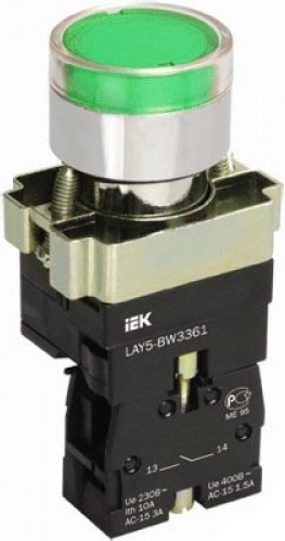 Кнопка LAY5-BW3361 с подсветкой зеленый 1з ИЭК