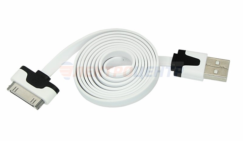 USB кабель 30pin шнур плоский 1М белый