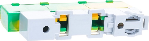 Шина изолированная KSN-6-6x9-12 PE сечение 6х9, 12 отв., крепление на DIN-рейку и поверхность, желто