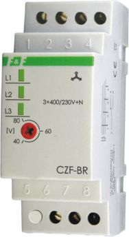 Реле контроля фаз и напряжения CZF-BR (3ф, 10А, рег.откл. 165-185В) F&F