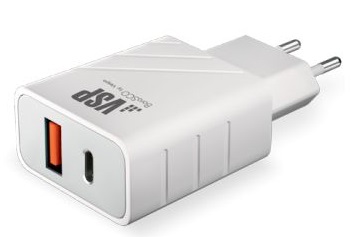 Сетевое зарядное устройство Power Delivery + QC 3.0, 18W, белое, Borasco (0103)