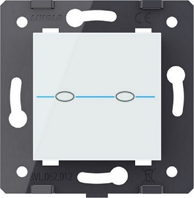Выключатель сенсорный 2-кл. Quadro Белый Livolo