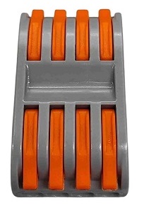 Клемма рычажковая 8 отверстий (2х4) 0,2-4,0 32А SN-222414D (50шт) AWSPRODUCTS (штуками), уп