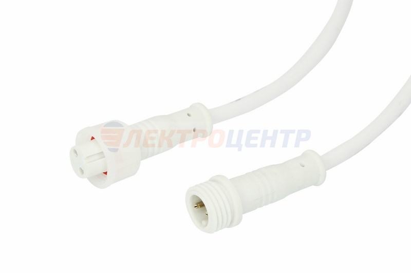 Соединительный кабель (2pin) герметичный (IP67) 2х0.35мм2  300V  белый  REXANT