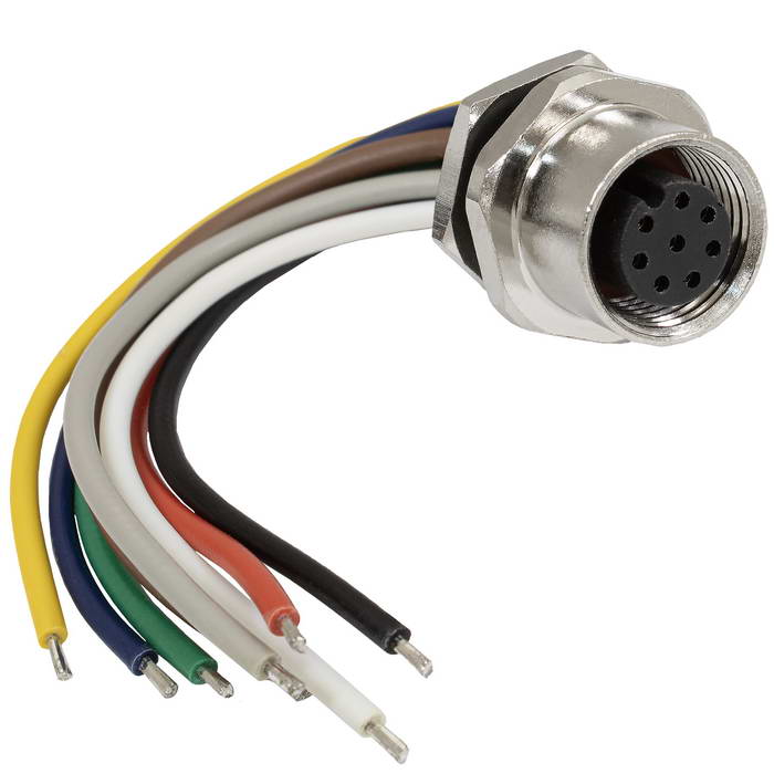 Разъем цилиндрический гнездо 8 pin 12-8F-HMZ12-10CM (2A М12х1,5 IP 67)