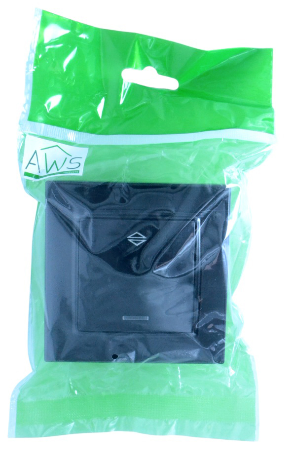 Выключатель проходной 1-кл. с подсветкой чёрный SD-P1004B "Standard" AWSproducts