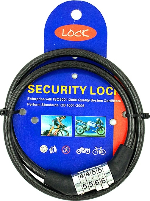 Замок тросовый Кодовый велосипедный длина 100см D6мм Security Lock 10-120