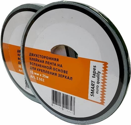 Двусторонняя лента на вспененной основе 25мм*10м Smart tape для крепления зеркал инд.уп. арт.Z251/8