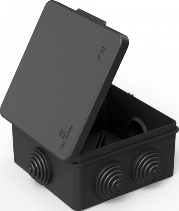 Коробка распред. о/п 100х100х50 IP55 ЧЕРНАЯ пр. монт. двухкомпонентная HF Промрукав (60)