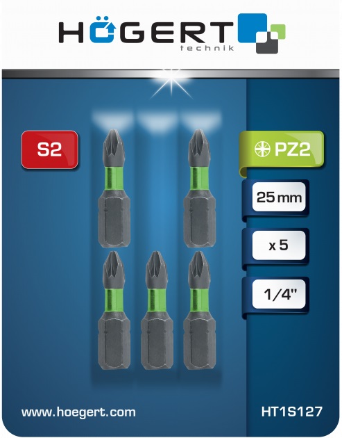 Биты ударные PZ2 25мм (5 шт.) HOEGERT