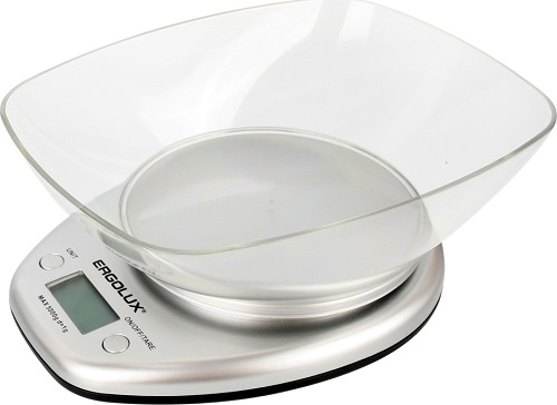 Весы кухонные со съемной чашей серые металлик (до 5 кг.) ERGOLUX ELX-SK04-C03