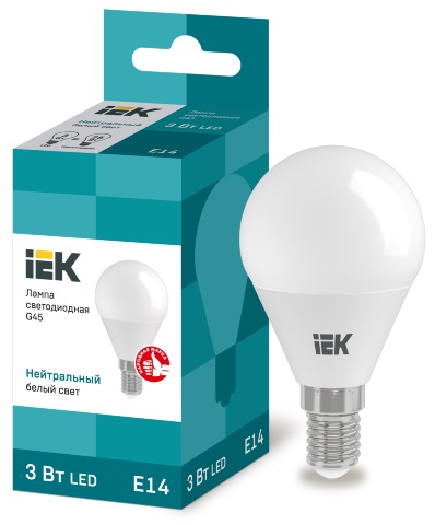 Лампа LED шар LED-G45 eco 3Вт 230В 4000К E14, 270Lm IEK