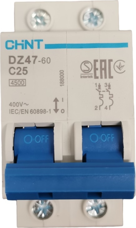 Авт. выкл.DZ47-60 2P 25A 4.5KA х-ка C